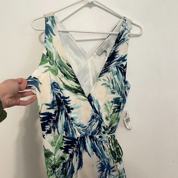 NEW NWT ADELYN RAE Nevina Ruffle Wrap Front Maxi Dress Multi Palm Leaf Tropical - Picture 8 of 16